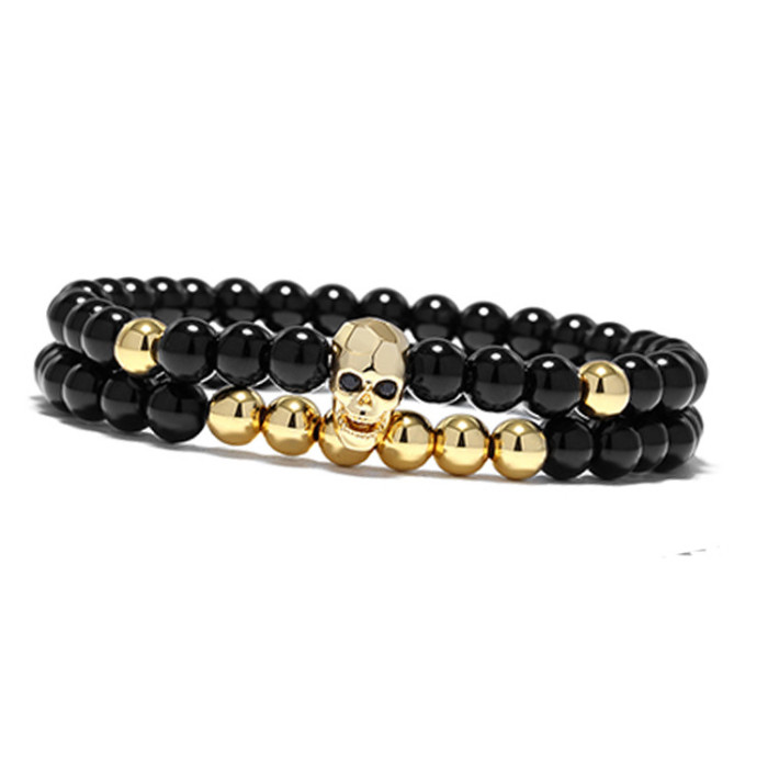 Amazon Hot-Selling Skull Demon Shape Beaded Bracelet Faceted Ghost Head Diamond Set Bracelet Wholesale