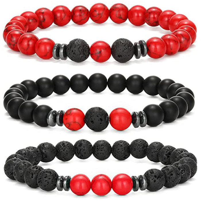 Amazon Wish New Volcanic Stone Bracelet Jewelry Fashion Simple Tiger Eye Stone Lapis Lazuli Agate Bracelet Set