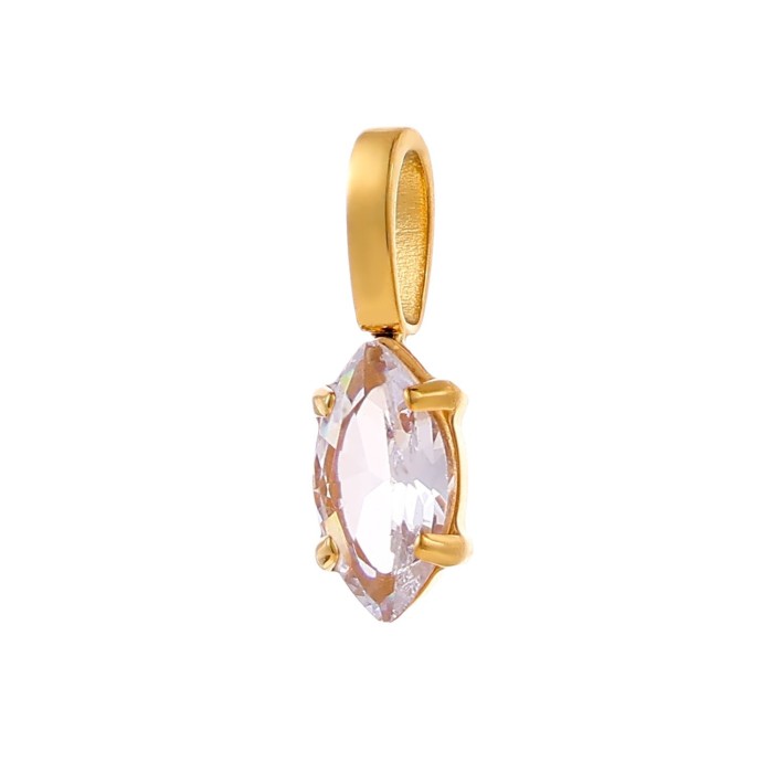 INS Style Exquisite Fashion Colorful Zircon Accessories Water Drop Pendant Stainless Steel December Birthstone