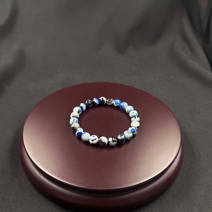 Temu Cross-Border TK Hot-Selling Bracelet Blue Natural Stone Elastic Cord Adjustable Fashion Light Luxury Bracelet Xiyin Hot-Selling