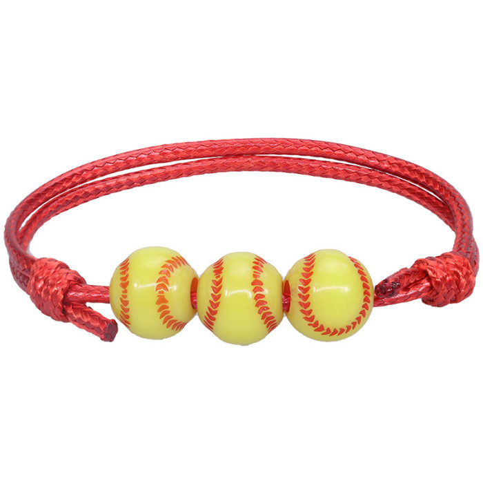 Amazon Hot-Selling Basketball Baseball Bracelet Wax Thread Woven Softball Tennis Football Soccer Wristband Sports Jewelry