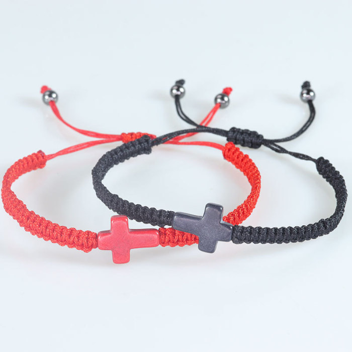 Friendship Jewelry Bohemian Style Solid Color Bracelet Couple Ethnic Style Adjustable Cross Bracelet