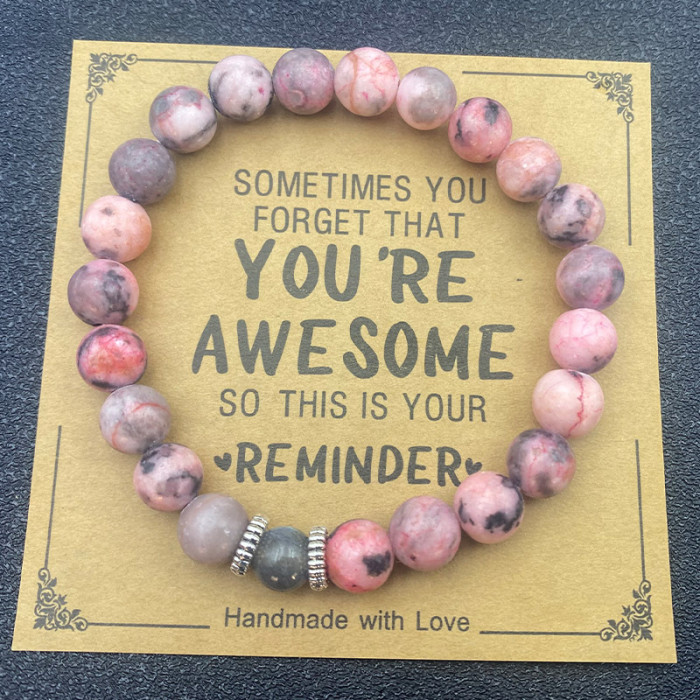 Cross-Border Amethyst Heart Bracelet Pink Zebra Obsidian Volcanic Stone Red Vein Stone Bracelet Amazon Bestseller