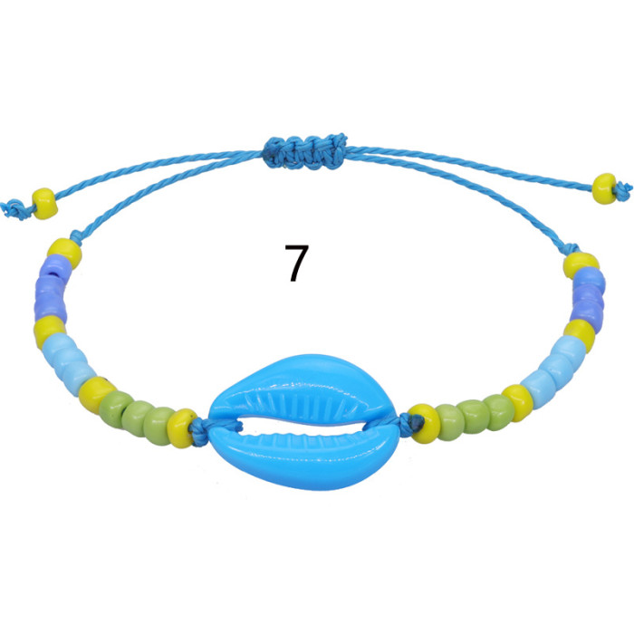 Cross-Border Hot Sale INS Style Acrylic Shell Bracelet Colorful Rice Beads Woven Hand Jewelry Bohemian Bracelet In Stock
