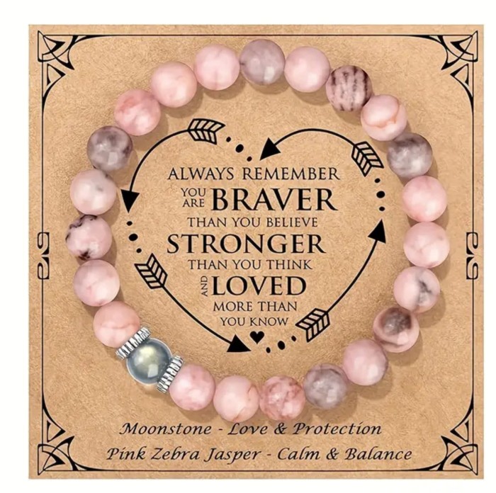 Cross-Border Hot Selling Pink Zebra Double Layer Bracelet Set Girl Gift Blue Pine Crystal Obsidian Heart Bracelet Hot Selling Water