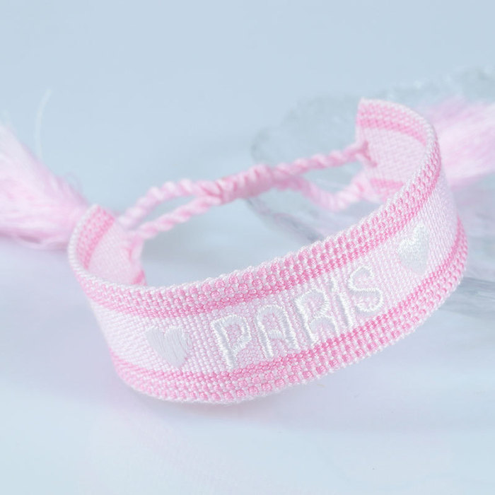 Embroidery Eiffel Tower Ethnic Style Woven Wristband France PARIS Olympics Bracelet Souvenir