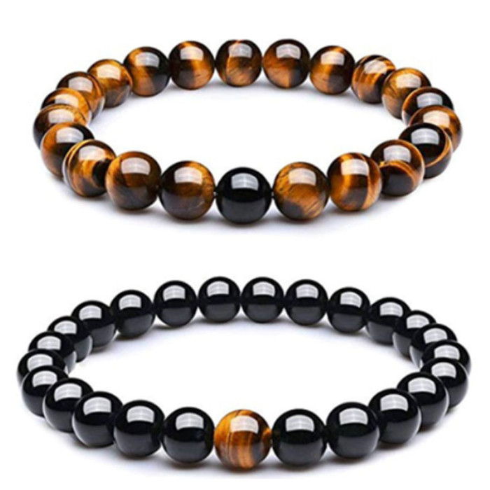 Men's Beaded Bracelet Lava Stone Beads Couple Bracelet Yellow Tiger Eye Stone Beads Bracelet Amazon Bestseller