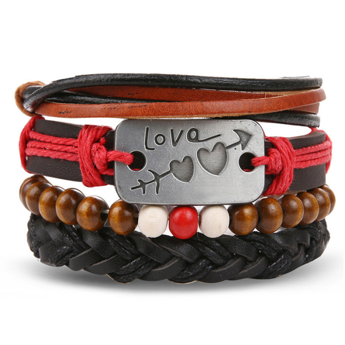 European and American Cross-Border Jewelry Simple Women's Handmade Woven Bracelet Men's Leather Bracelet Wholesale Cheap Hand Ring Hand Jewelry