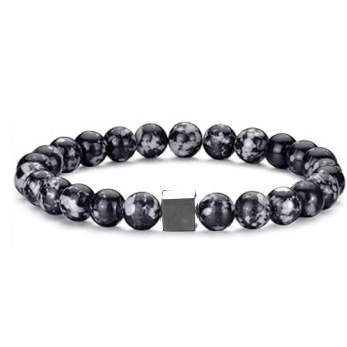 Live Hot Sale White Turquoise Volcanic Stone Couple Bracelets for Women Black and White Impermanence Boyfriend Couple Beaded Bracelet Set