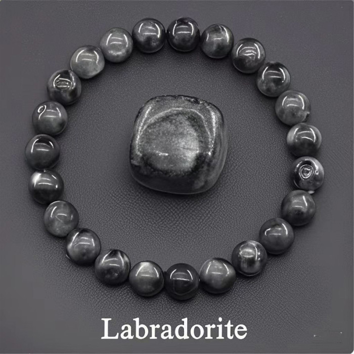 Cross-Border Hot Sale 8mm Sunstone Beaded Bracelet Jewelry Pink Quartz Tiger Eye Handmade Agate Crystal Bracelet Wholesale