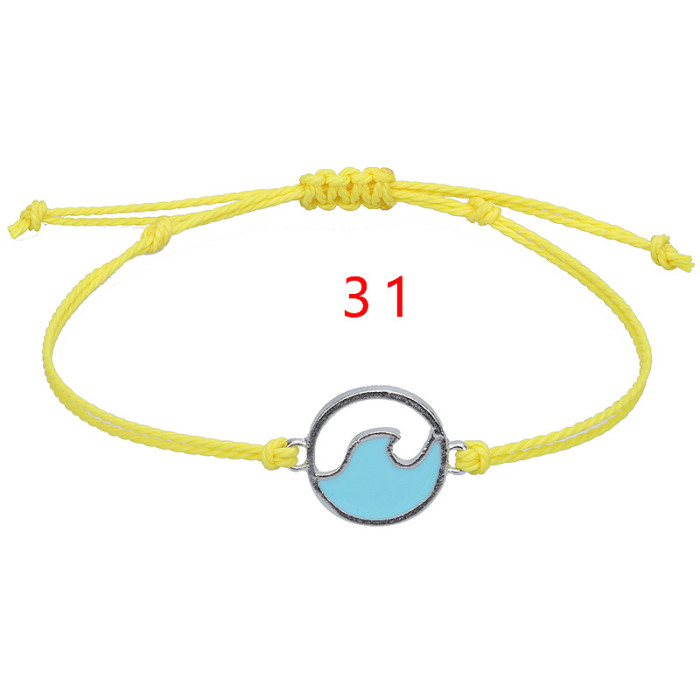 Amazon Hot Selling Surfer Wave Bracelet Waterproof Wax Thread Braided Adjustable Beach Friendship Bracelet