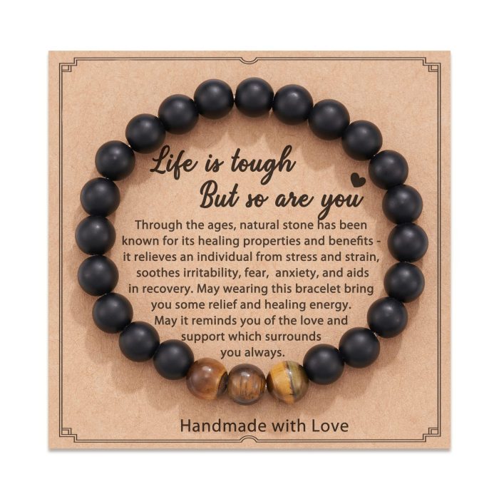 Cross-Border Jewelry Pink Zebra Stone Bead Bracelet Festival Gift for Men and Women Friendship Heart Bead Bracelet Wholesale Hot Item