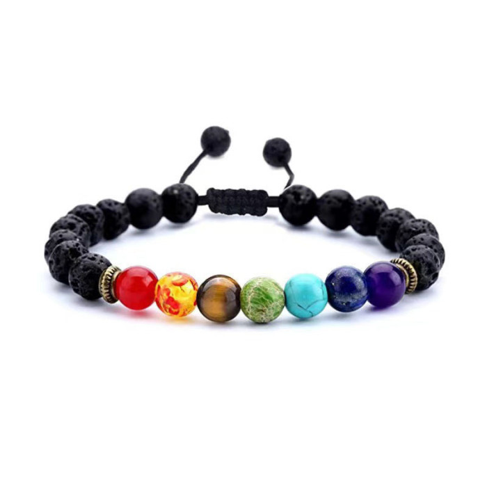 Amazon Cross-Border New Product Bracelet Men's Volcanic Stone Accessories Alloy Braided Rope Jewelry Women's Versatile High-End Bracelet