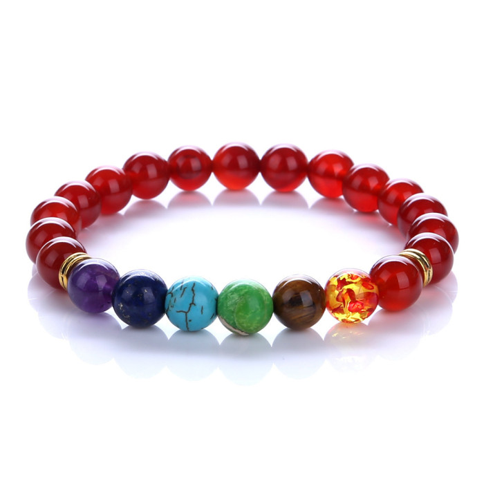 Cross-Border Exclusive Colorful Volcanic Stone Yoga Bracelet Wholesale Agate Bracelet Amethyst Jewelry Amazon Hot Item