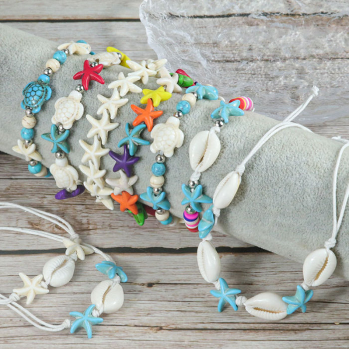 Hot-Selling Bracelet Starfish Shell Turquoise Vacation Bracelet Ocean Style Shell Turtle Bracelet Wholesale