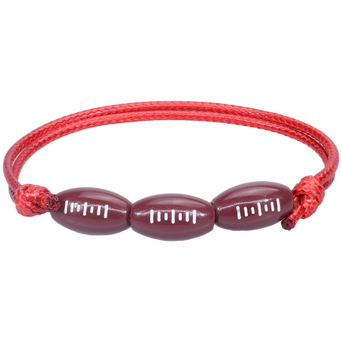 Amazon Hot-Selling Basketball Baseball Bracelet Wax Thread Woven Softball Tennis Football Soccer Wristband Sports Jewelry