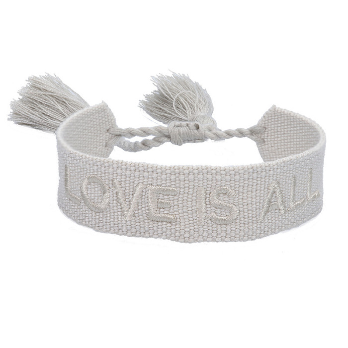 European and American Style Woven Couple Bracelets with Letter Embroidery, Tassel Wristbands, LOGO Fashionable Men's and Women's Woven Bracelets