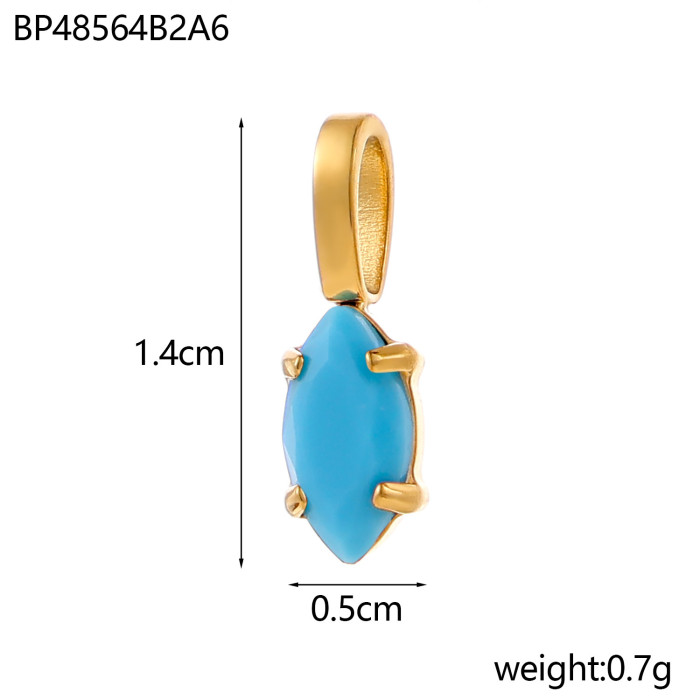INS Style Exquisite Fashion Colorful Zircon Accessories Water Drop Pendant Stainless Steel December Birthstone