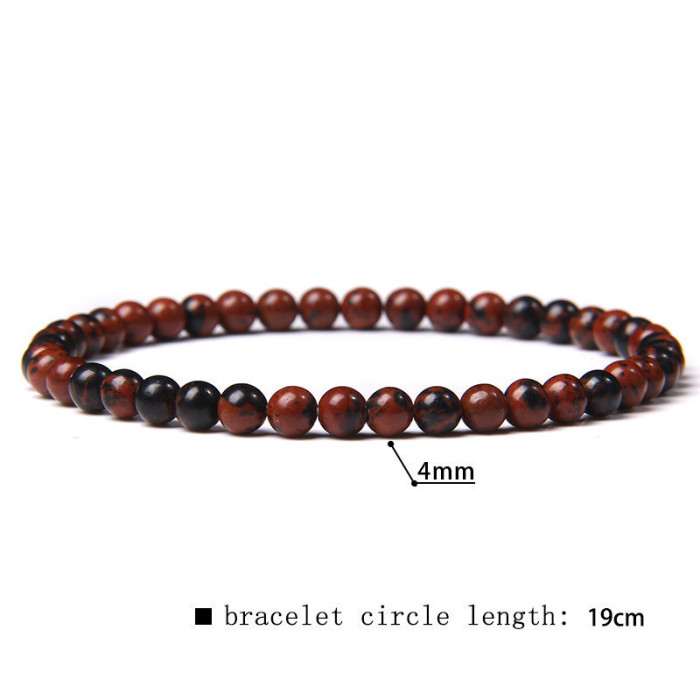 4mm Natural Agate Mini Energy Bracelet for Women Smooth Beads Semi-Precious Stone Pulsera Jewelry Bracelet