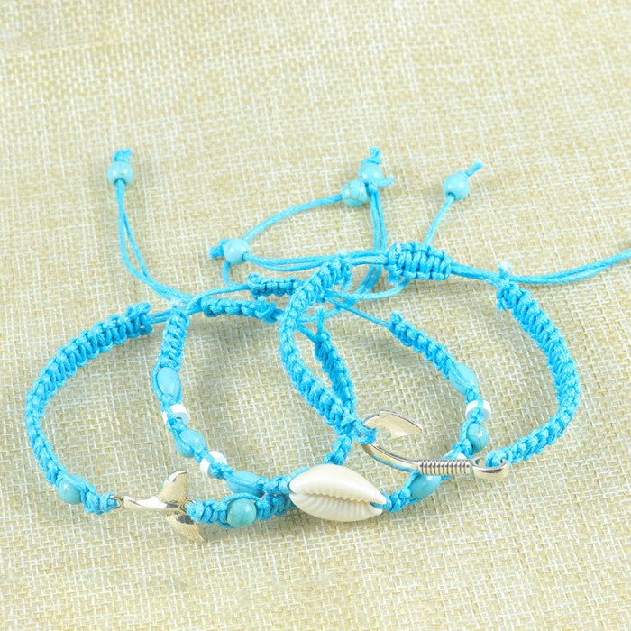 Hot-Selling Fish Hook Fish Tail Ocean Woven Bracelet Conch Surfing Bracelet Manufacturer In-Stock Wholesale