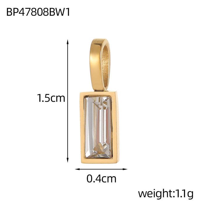 European and American Colorful Birthstone Pendant DIY Accessories Necklace Female Birthstone Square Zircon Pendant Accessories Wholesale