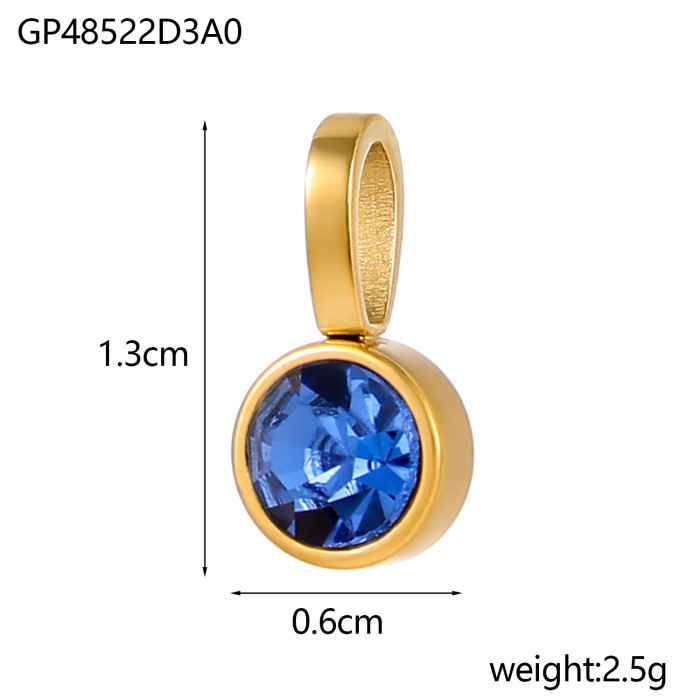 Hot-Selling Stainless Steel Jewelry Accessories Birthstone Pendant DIY Jewelry Accessories Colorful Rhinestone Pendant Wholesale