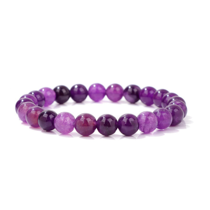 New Purple Striped Agate Bracelet Pink Crystal Morganite Beaded Bracelet for Men and Women Friendship Heart Beaded Jewelry Amazon