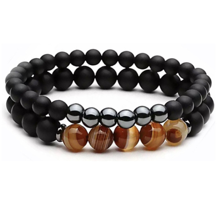 Cross-Border Hot Selling Seven Veins Alloy Jewelry Bracelet Colorful Volcanic Stone Turquoise Tiger Eye Yoga Woven Bracelet Bangle