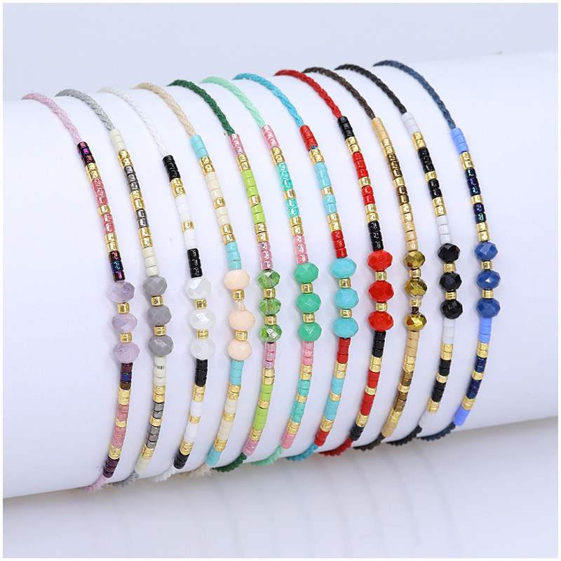 Cross-Border Hot Selling Miyuki Bead Bracelet Wax Thread Handmade Woven Bracelet European and American Ins Style Crystal Original Design