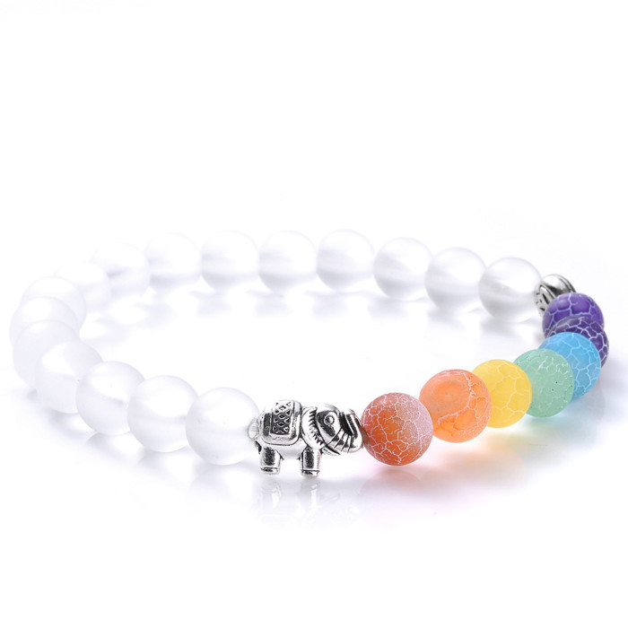Ethnic Style Gold and Silver Elephant Bracelet for Men and Women Amazon Tiger Eye Stone White Pine Blue Pine Bracelet Jewelry Wholesale