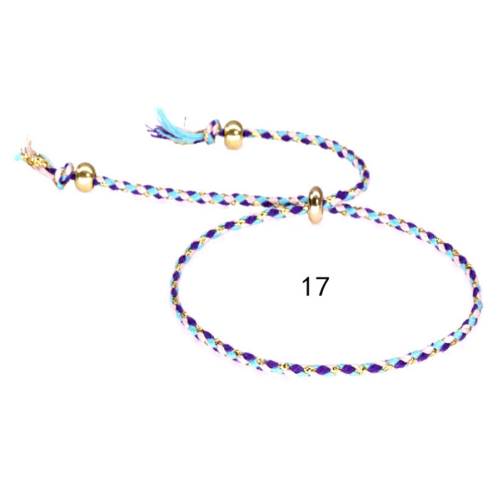 Amazon Hot-Selling Bracelet Copper Beads Tassel Hand Jewelry Colorful Cotton Thread Bracelet Unisex Ins Yiwu Foreign Trade New Model