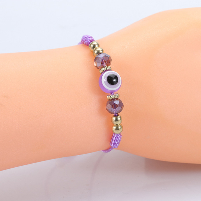 Amazon Hot-Selling Demon Eye Bracelet Crystal Beads Boys Girls Lucky Adjustable Woven Bracelet