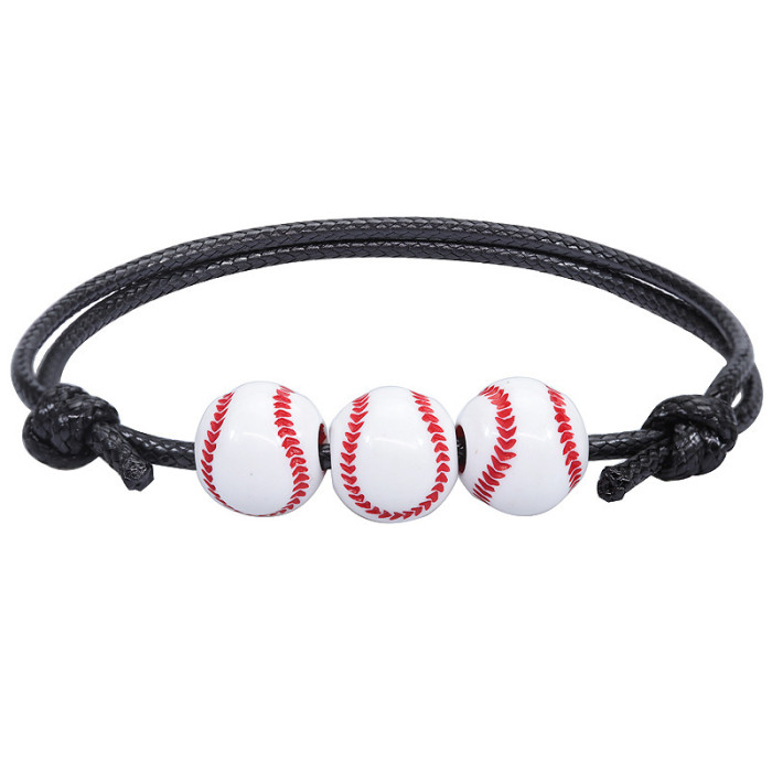 Cross-Border Hot Item Simple Personality Versatile Ball Sports Jewelry Softball Soccer Baseball Bracelet Beaded Bracelet In Stock
