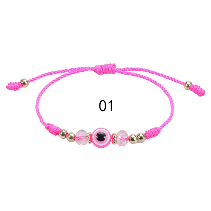 Amazon Hot-Selling Demon Eye Bracelet Crystal Beads Boys Girls Lucky Adjustable Woven Bracelet