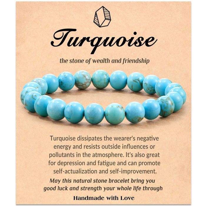 Single Circle Beaded Bracelet 8m Tiger Eye Stone Green Chalcedony Crystal Blue Turquoise Bracelet Elastic Cord Dreamy Amethyst Bracelet