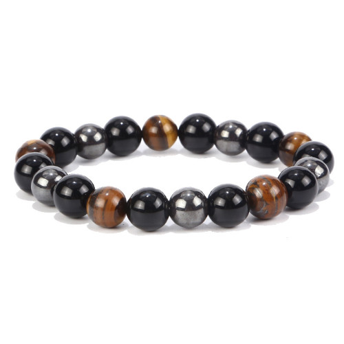 Cross-Border New Tiger Eye Obsidian Hematite Bracelet 10mm Jewelry Woven Handmade Beaded Jewelry
