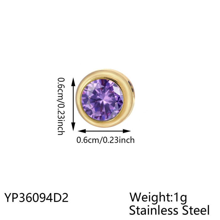 European and American Hot-Selling Stainless Steel Jewelry Accessories Inlaid Rhinestone Necklace Bracelet Accessories DIY Round Pendant Hanging Piece