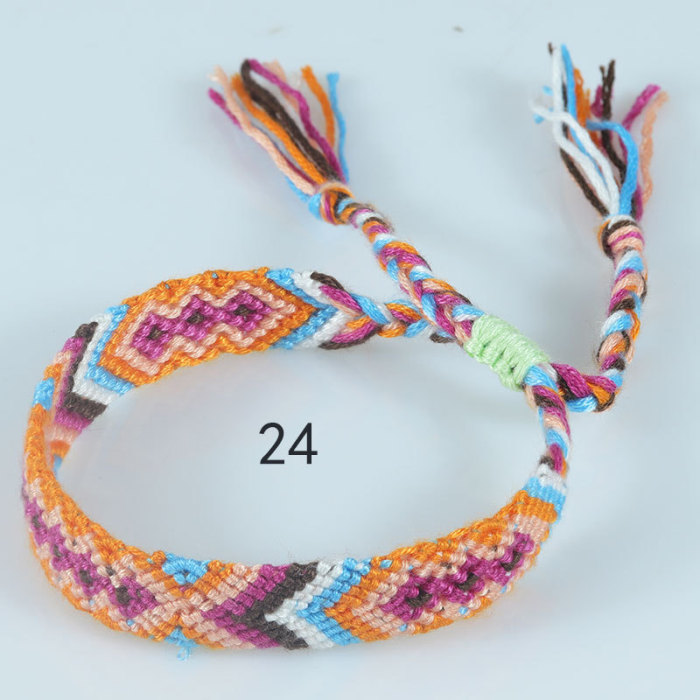 Hot-Selling Woven Bracelet Nepal Ethnic Style Handmade Woven Rainbow Lucky Fortune Friendship Bracelet