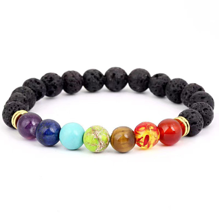 Amazon Cross-Border New Product Bracelet Men's Volcanic Stone Accessories Alloy Braided Rope Jewelry Women's Versatile High-End Bracelet