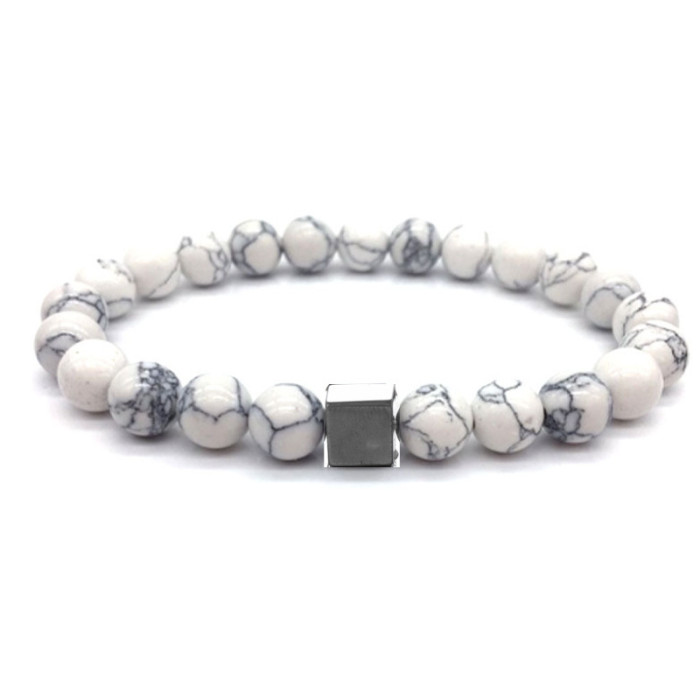 Live Hot Sale White Turquoise Volcanic Stone Couple Bracelets for Women Black and White Impermanence Boyfriend Couple Beaded Bracelet Set