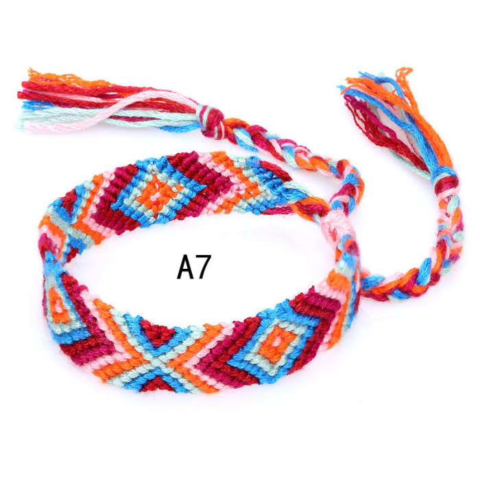 Hot-Selling Woven Bracelet Nepal Ethnic Style Handmade Woven Rainbow Lucky Fortune Friendship Bracelet