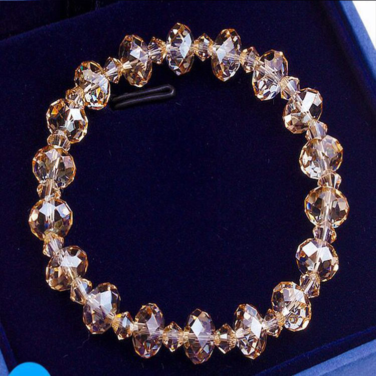 2024 New Korean Style Simple Personality Crystal Bracelet Beaded Elastic Bracelet Wholesale Pujiang Crystal