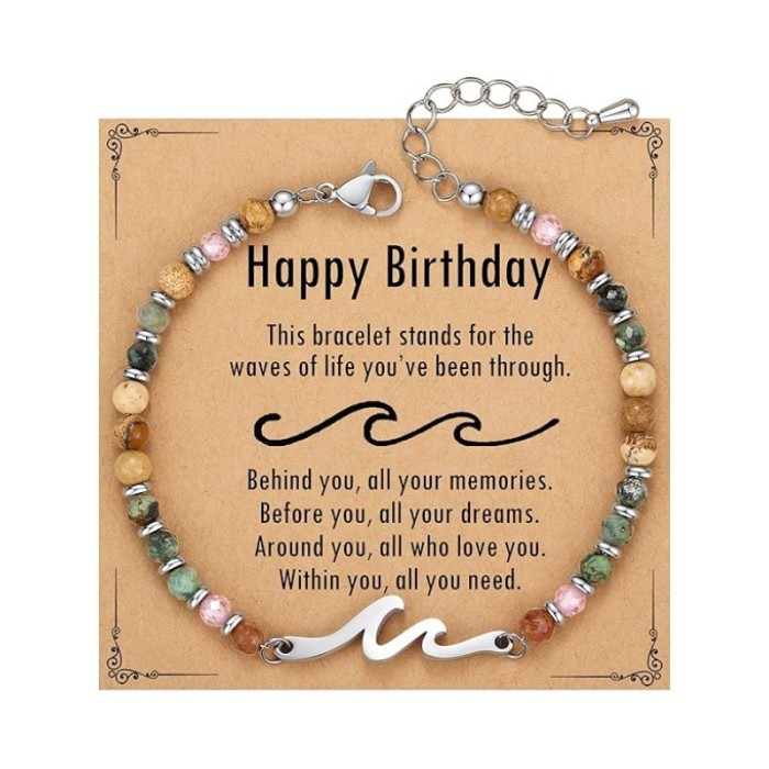 Amazon New Product 4mm Natural Stone Beaded Cross Lobster Clasp Adjustable Women's Bracelet with Card