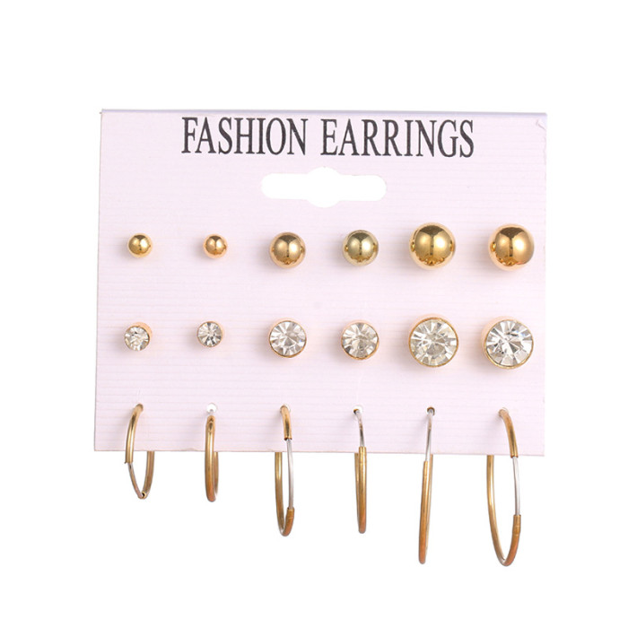 New Pearl Zircon Earrings Set 20 Pairs Creative Retro Simple Elegant Hoop Earrings Wholesale, Jewelry Sets