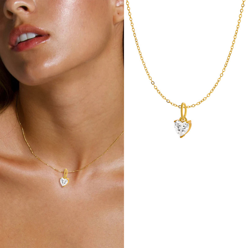 European and American Hot Selling Small and Exquisite Stainless Steel Heart-Shaped Zircon Pendant DIY Jewelry Accessories Wholesale