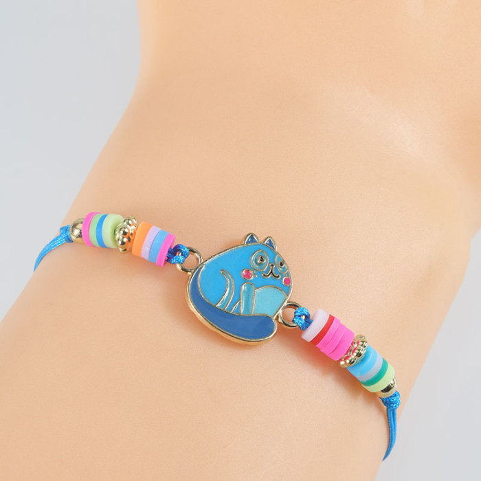 Multi-Color Cat Polymer Clay Adjustable Children's Hand-Woven Color Bracelet Spot