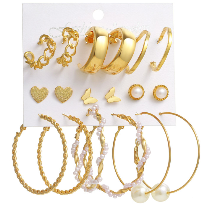 5-Piece Earring Set Vintage Alloy Butterfly Snake-Shaped Stud Earrings Creative Simple Acrylic Earring Set, Jewelry Sets