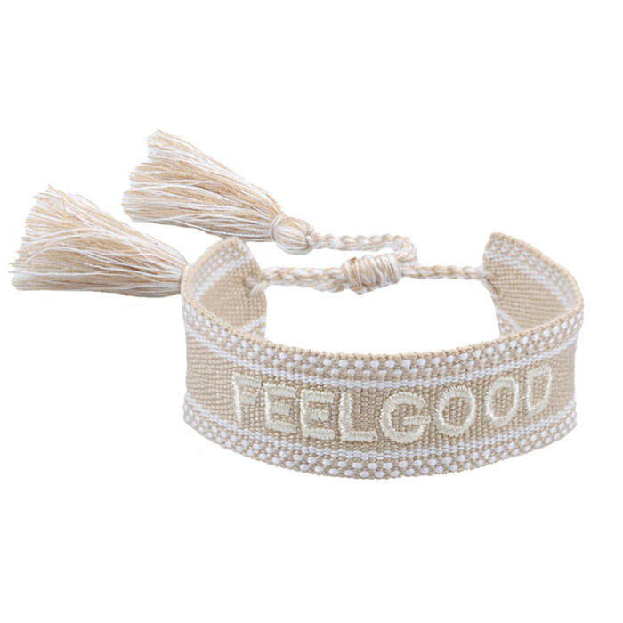 European and American Style Woven Couple Bracelets with Letter Embroidery, Tassel Wristbands, LOGO Fashionable Men's and Women's Woven Bracelets