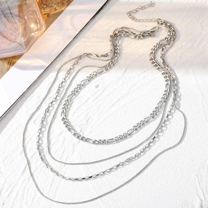 Fashion Multi-layer Stacking Basic Chain Snake Bone Chain Braided Chain Snake Bone Chain Multi-layer Stacking Style M...