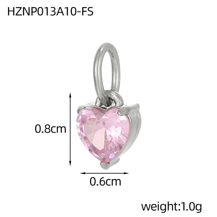 European and American Hot Selling Small and Exquisite Stainless Steel Heart-Shaped Zircon Pendant DIY Jewelry Accessories Wholesale